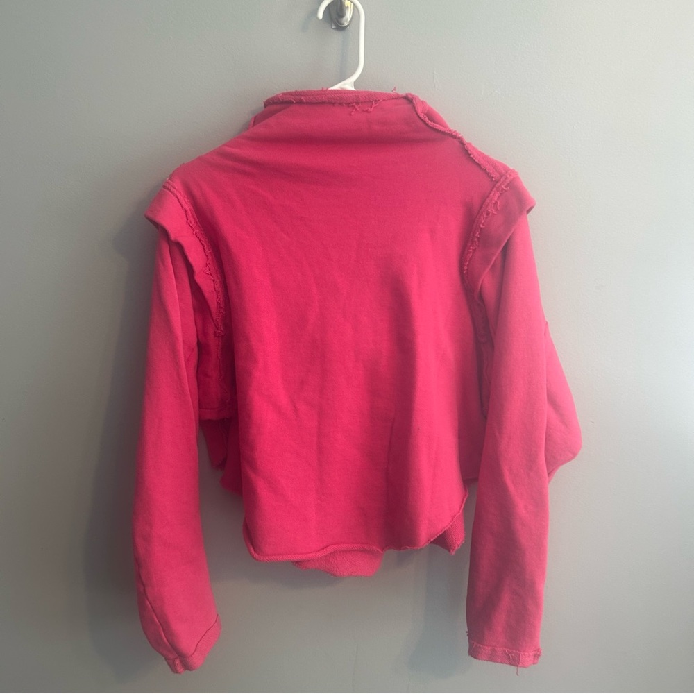 Free People Movement Pink Cropped Hoodie - Raw Seams - Raw Hem